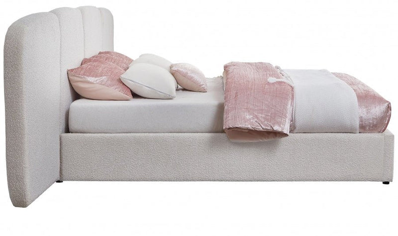 Shiloh Boucle Fabric King Bed (3 Boxes) Cream - Gate FurnitureKing Bed