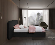 Shiloh Boucle Fabric Queen Bed (3 Boxes) Black - Gate FurnitureQueen Bed