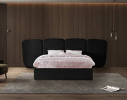 Shiloh Boucle Fabric Queen Bed (3 Boxes) Black - Gate FurnitureQueen Bed