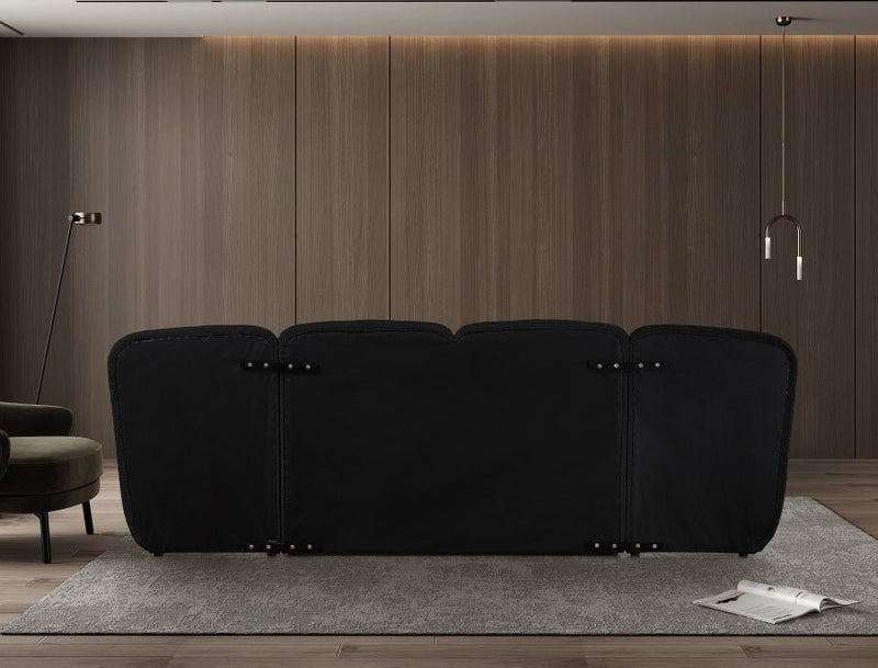 Shiloh Boucle Fabric Queen Bed (3 Boxes) Black - Gate FurnitureQueen Bed