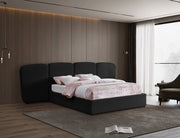 Shiloh Boucle Fabric Queen Bed (3 Boxes) Black - Gate FurnitureQueen Bed
