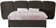 Shiloh Boucle Fabric Queen Bed (3 Boxes) Brown - Gate FurnitureQueen Bed