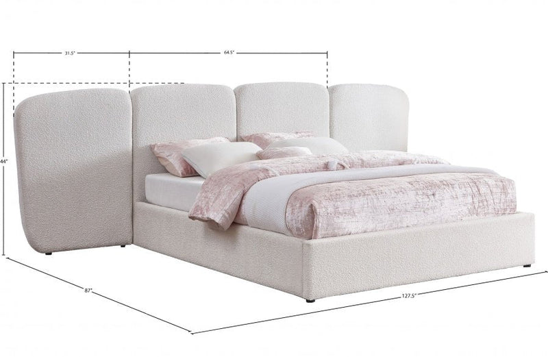 Shiloh Boucle Fabric Queen Bed (3 Boxes) Cream - Gate FurnitureQueen Bed