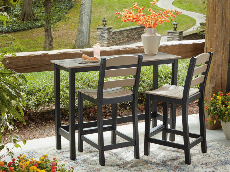 Shoreline Beach Black/Beige Outdoor Counter Table and 2 Barstools - PCP221-113