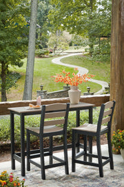 Shoreline Beach Black/Beige Outdoor Counter Table and 2 Barstools - PCP221-113