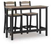Shoreline Beach Black/Beige Outdoor Counter Table and 2 Barstools - PCP221-113