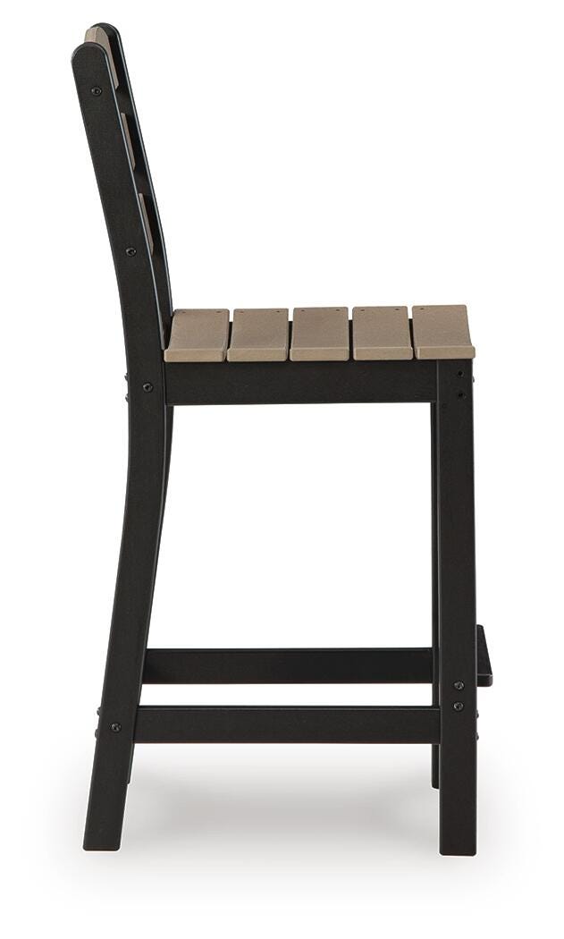 Shoreline Beach Black/Beige Outdoor Counter Table and 2 Barstools - PCP221-113