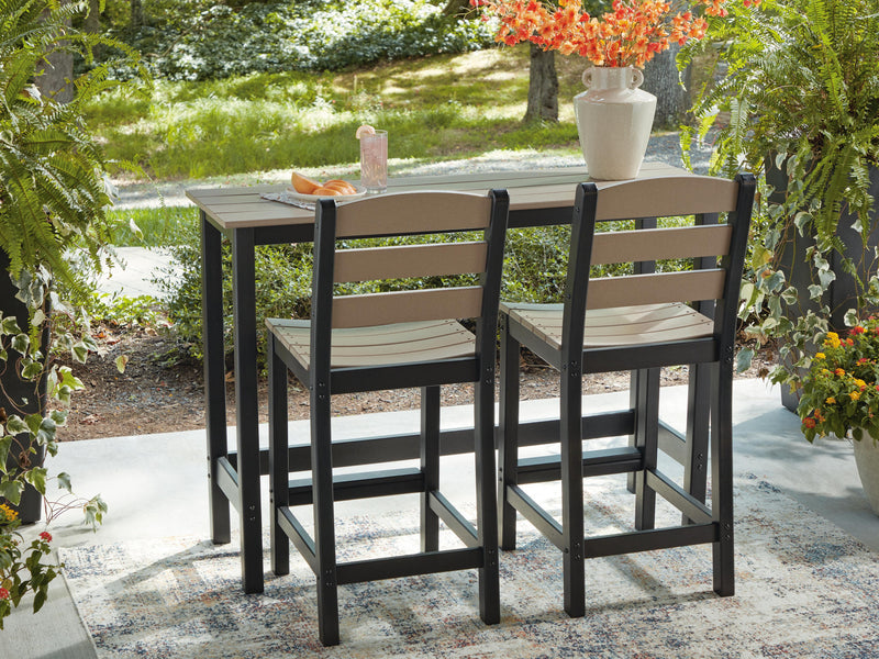 Shoreline Beach Black/Beige Outdoor Counter Table and 2 Barstools - PCP221-113