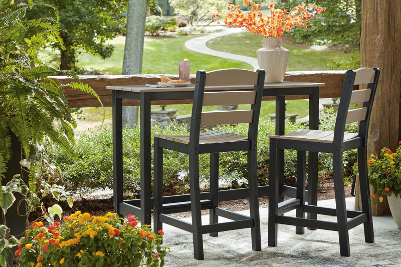 Shoreline Beach Black/Beige Outdoor Counter Table and 2 Barstools - PCP221-113