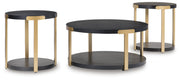 Shylore Black/Brass Finish Table (Set of 3) - T410-13