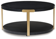 Shylore Black/Brass Finish Table (Set of 3) - T410-13