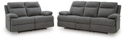 Side-Swipe Charcoal Reclining Sofa and Loveseat - PC91406U1