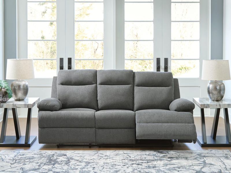 Side-Swipe Charcoal Reclining Sofa with Drop Down Table - PC9140689