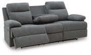 Side-Swipe Charcoal Reclining Sofa with Drop Down Table - PC9140689