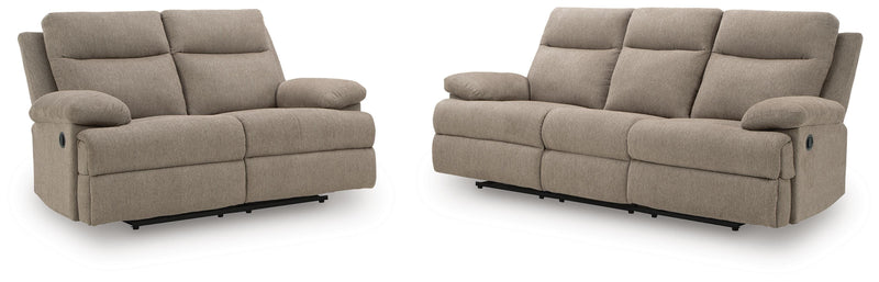 Side-Swipe Mocha Reclining Sofa and Loveseat - PC91405U1