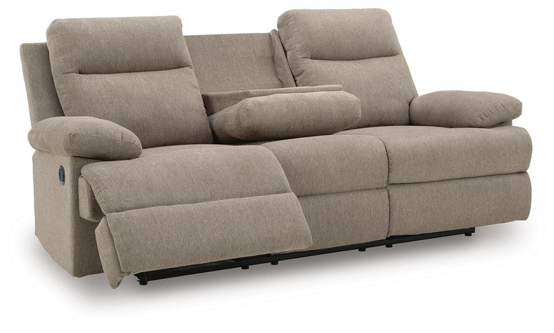 Side-Swipe Mocha Reclining Sofa with Drop Down Table - PC9140589