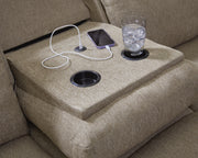 Side-Swipe Mocha Reclining Sofa with Drop Down Table - PC9140589
