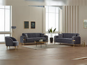 Siderno 3-pieces (Sofa & Loveseat & Chair) Livingroom in Dark Grey - 200-SIM-SID-VELVET412-321