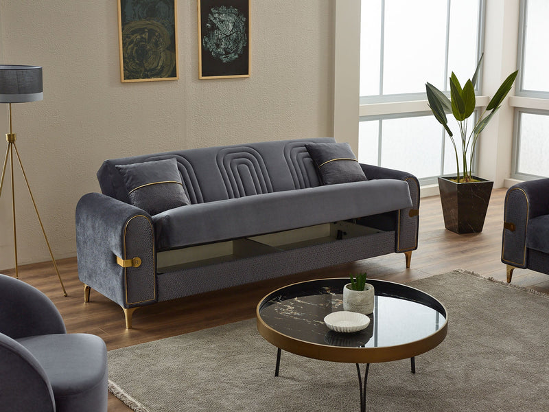 Siderno 3-pieces (Sofa & Loveseat & Chair) Livingroom in Dark Grey - 200-SIM-SID-VELVET412-321