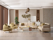 Sidney 3-pieces (Sofa & Loveseat & Chair) Livingroom in Beige - Green - 200-ELIF-SID-A206-321