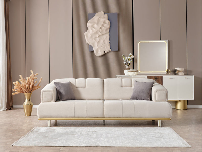 Sidney 3-pieces (Sofa & Loveseat & Chair) Livingroom in Beige - Green - 200-ELIF-SID-A206-321