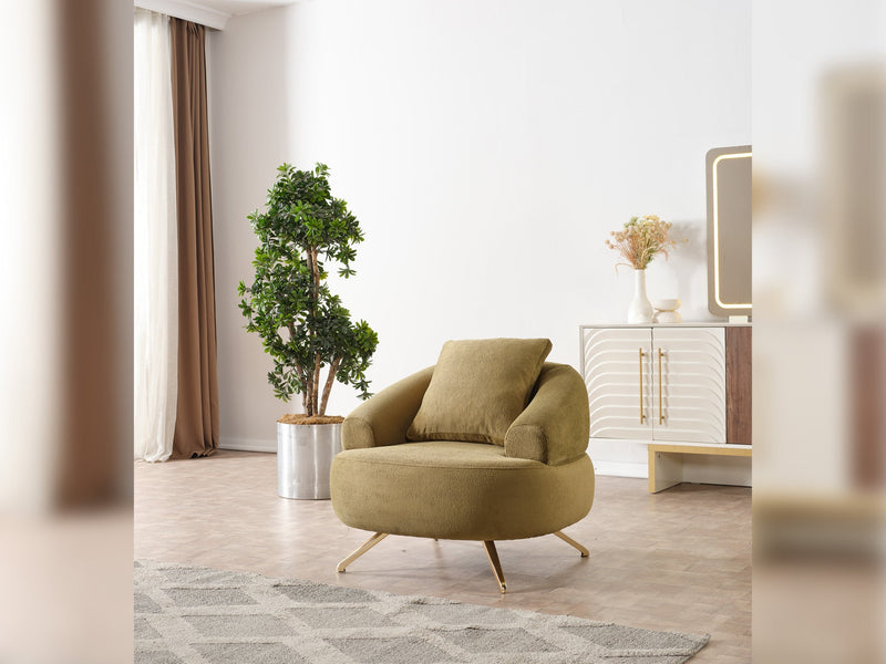 Sidney 3-pieces (Sofa & Loveseat & Chair) Livingroom in Beige - Green - 200-ELIF-SID-A206-321