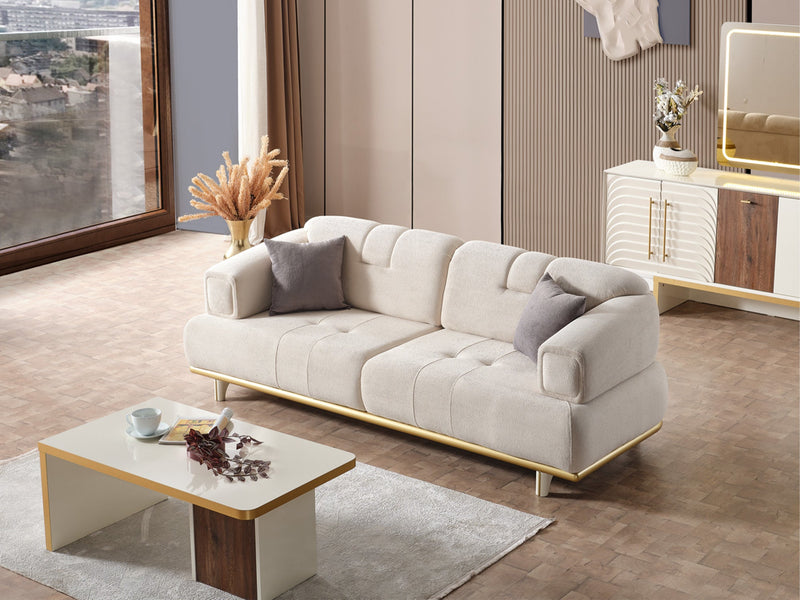 Sidney 3-pieces (Sofa & Loveseat & Chair) Livingroom in Cream - Dark Grey - 200-ELIF-SID-A205-321