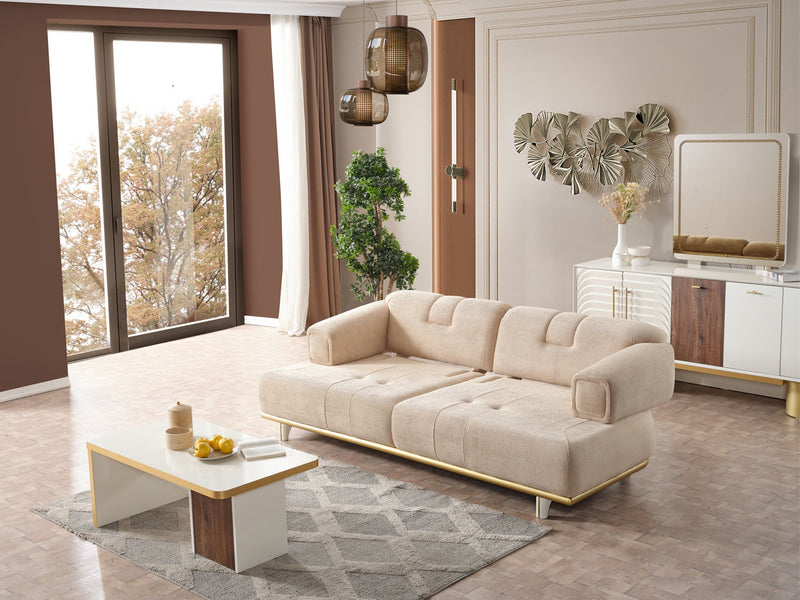 Sidney 3-pieces (Sofa & Loveseat & Chair) Livingroom in Cream - Dark Grey - 200-ELIF-SID-A205-321