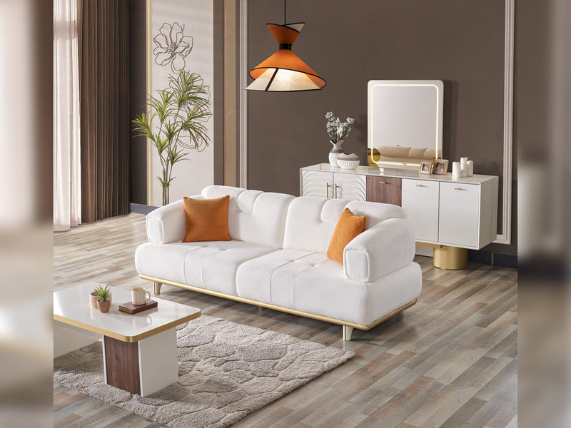 Sidney 3-pieces (Sofa & Loveseat & Chair) Livingroom in Cream - Dark Grey - 200-ELIF-SID-A205-321