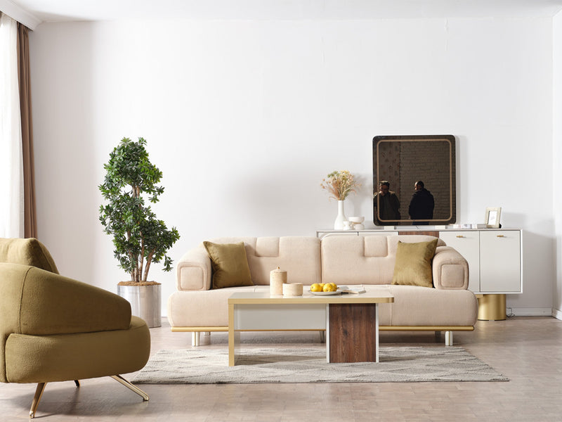 Sidney 3-pieces (Sofa & Loveseat & Chair) Livingroom in Cream - Dark Grey - 200-ELIF-SID-A205-321