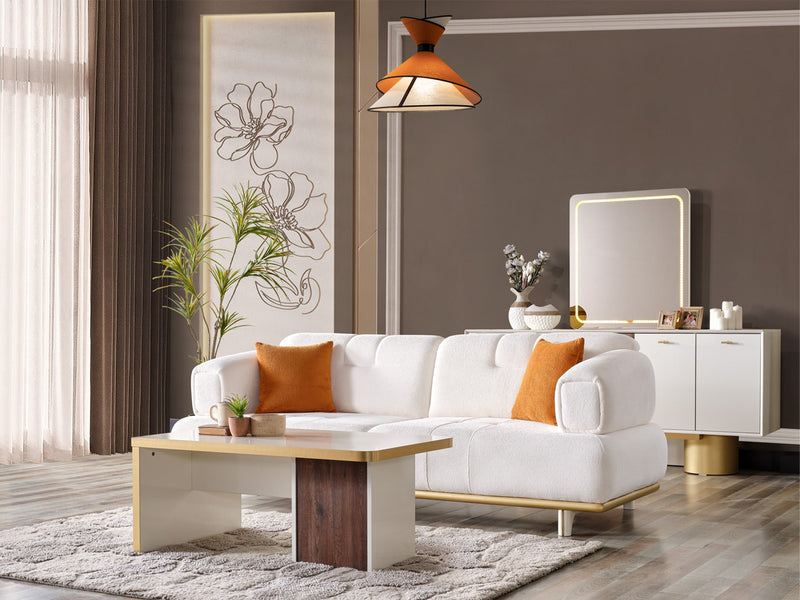 Sidney 3-pieces (Sofa & Loveseat & Chair) Livingroom in Cream - Dark Grey - 200-ELIF-SID-A205-321