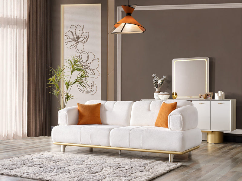 Sidney 3-pieces (Sofa & Loveseat & Chair) Livingroom in Cream - Dark Grey - 200-ELIF-SID-A205-321