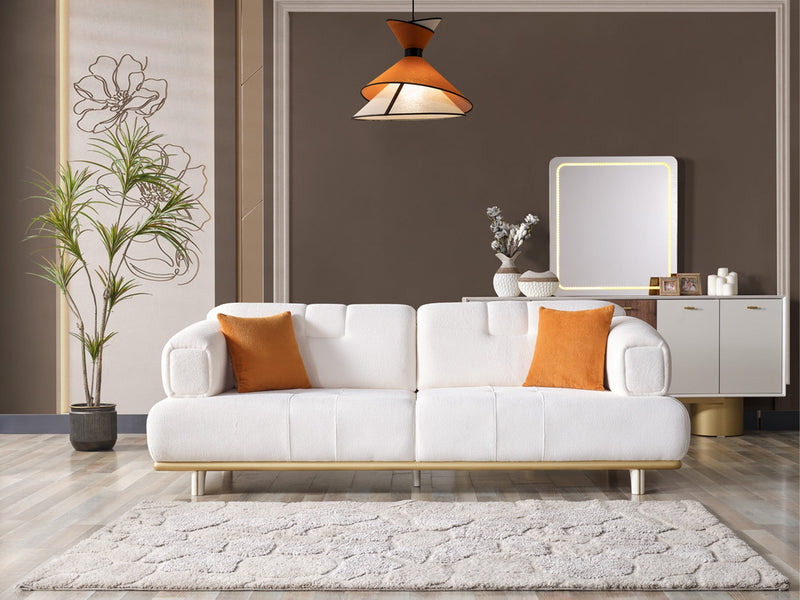 Sidney 3-pieces (Sofa & Loveseat & Chair) Livingroom in Cream - Dark Grey - 200-ELIF-SID-A205-321