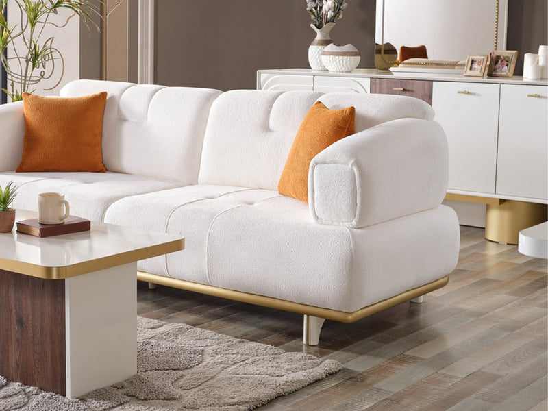 Sidney 3-pieces (Sofa & Loveseat & Chair) Livingroom in Cream - Dark Grey - 200-ELIF-SID-A205-321