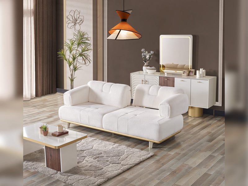 Sidney 3-pieces (Sofa & Loveseat & Chair) Livingroom in Cream - Dark Grey - 200-ELIF-SID-A205-321
