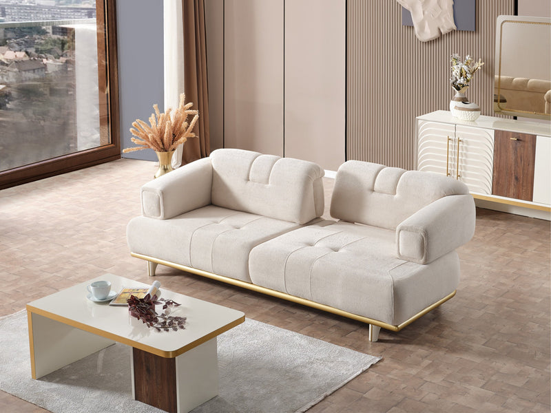 Sidney 3-pieces (Sofa & Loveseat & Chair) Livingroom in White - Orange - 200-ELIF-SID-A204-321