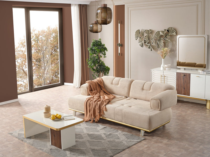 Sidney 3-pieces (Sofa & Loveseat & Chair) Livingroom in White - Orange - 200-ELIF-SID-A204-321