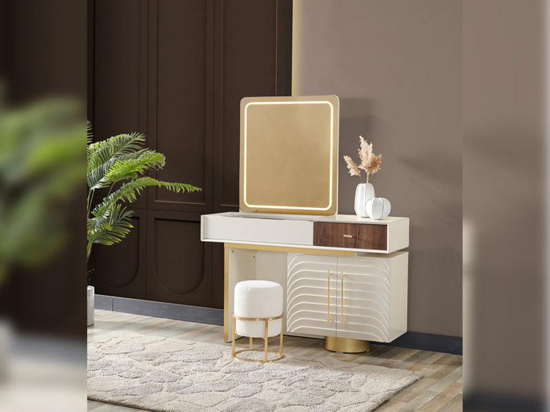 Sidney Dresser With Mirror & Ottoman - 200-ELIF-SID-A201-DR