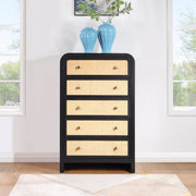 Siena Ash Wood And Natural Cane Chest in Black - SienaBlack-CH