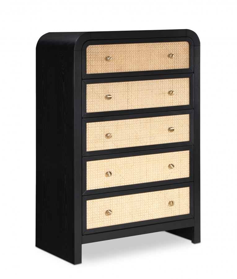 Siena Ash Wood And Natural Cane Chest in Black - SienaBlack-CH