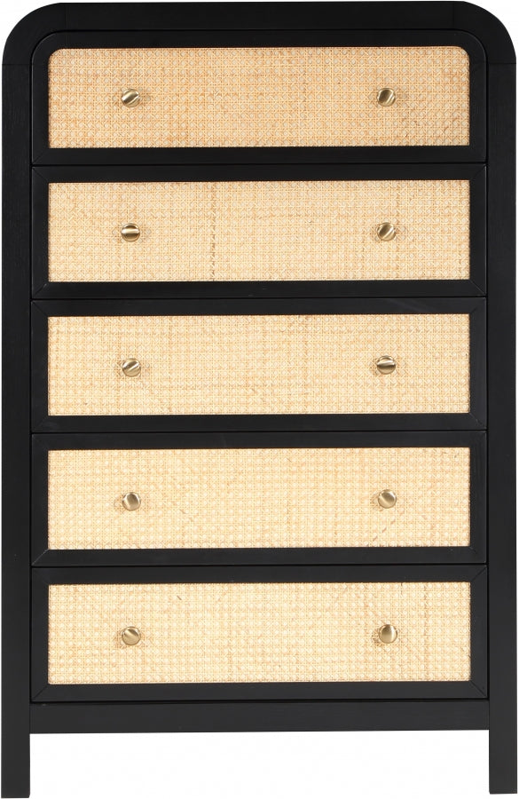 Siena Ash Wood And Natural Cane Chest in Black - SienaBlack-CH