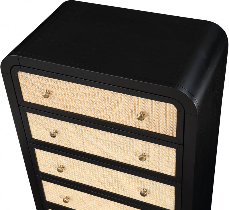 Siena Ash Wood And Natural Cane Chest in Black - SienaBlack-CH