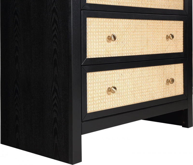 Siena Ash Wood And Natural Cane Chest in Black - SienaBlack-CH