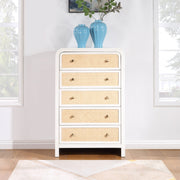 Siena Ash Wood And Natural Cane Chest in White - SienaWhite-CH