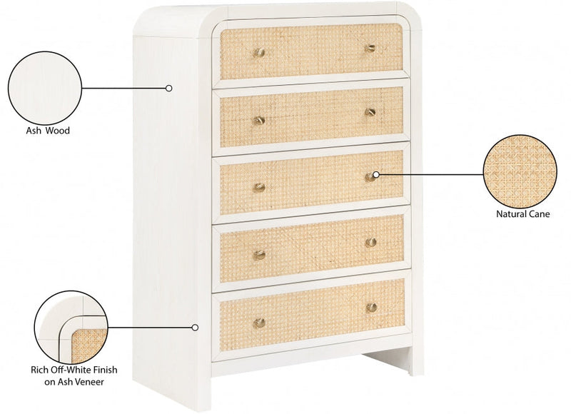 Siena Ash Wood And Natural Cane Chest in White - SienaWhite-CH