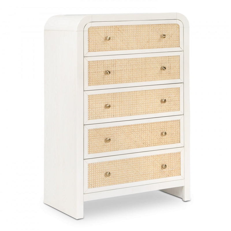 Siena Ash Wood And Natural Cane Chest in White - SienaWhite-CH