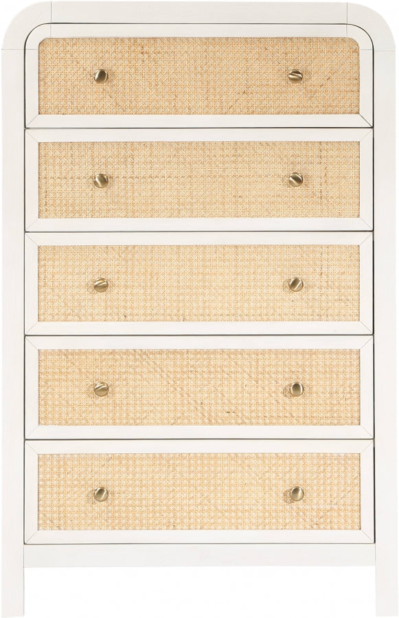 Siena Ash Wood And Natural Cane Chest in White - SienaWhite-CH