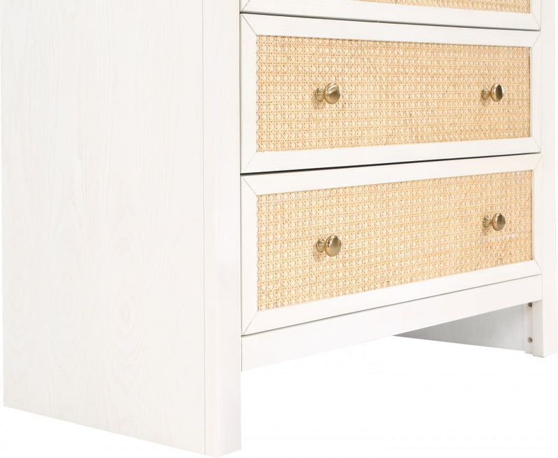 Siena Ash Wood And Natural Cane Chest in White - SienaWhite-CH