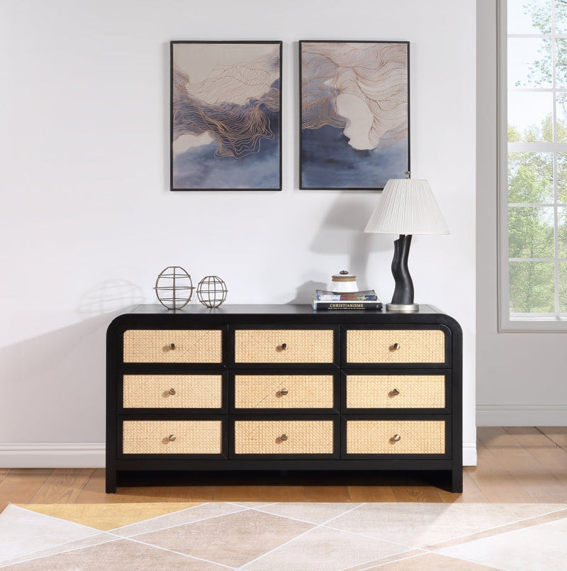 Siena Ash Wood And Natural Cane Dresser in Black - SienaBlack-D
