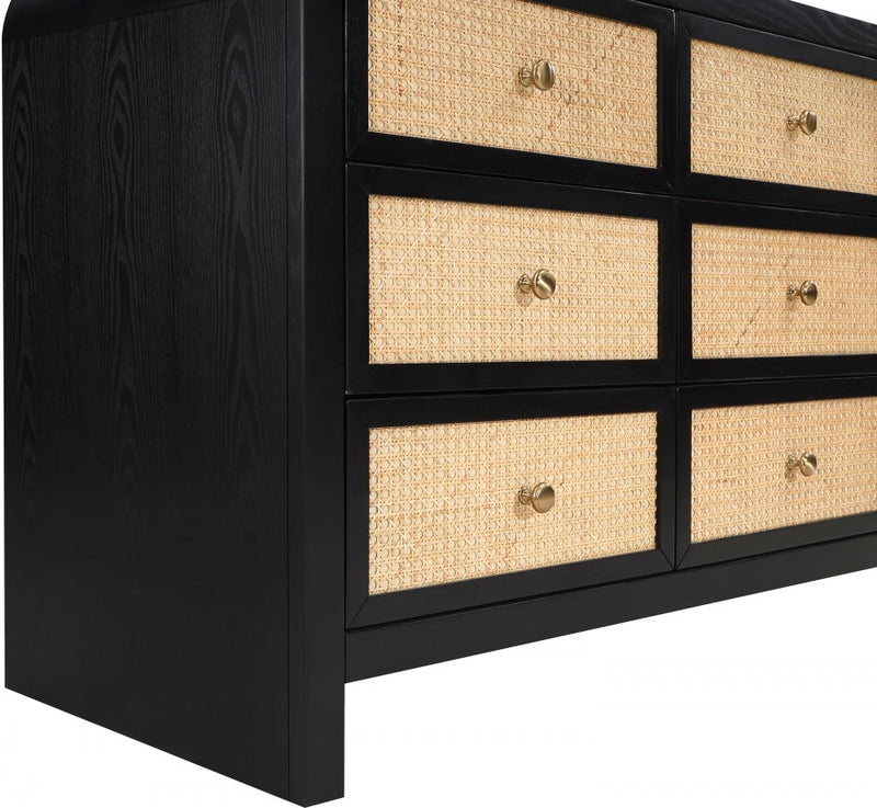 Siena Ash Wood And Natural Cane Dresser in Black - SienaBlack-D